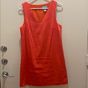 Bright pink scallop neck sleeveless dress